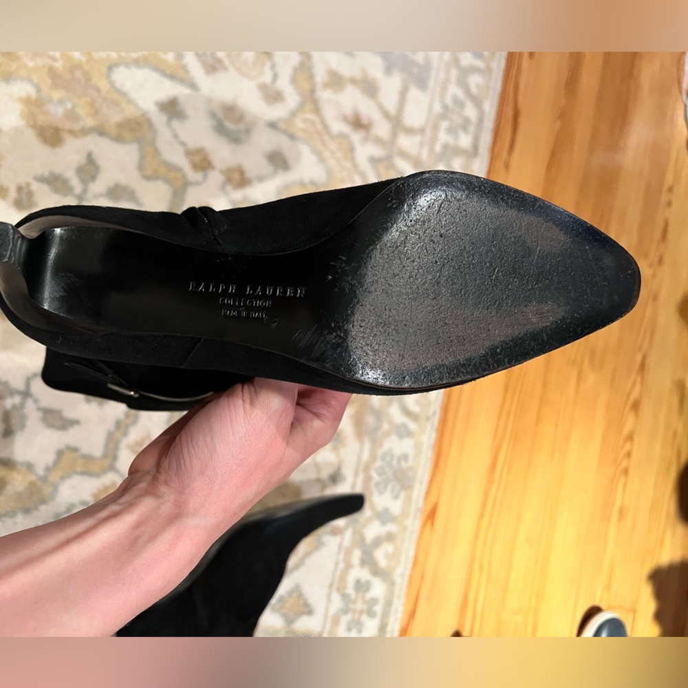 RALPH LAUREN Black Suede Ankle Boots - 9.5 - Picture 5 of 10